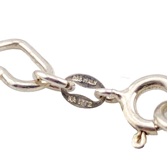 Vintage Italy Heart Link Sterling Silver Bracelet 925 Chain Add Charms 6.5 Inch - Picture 3 of 3